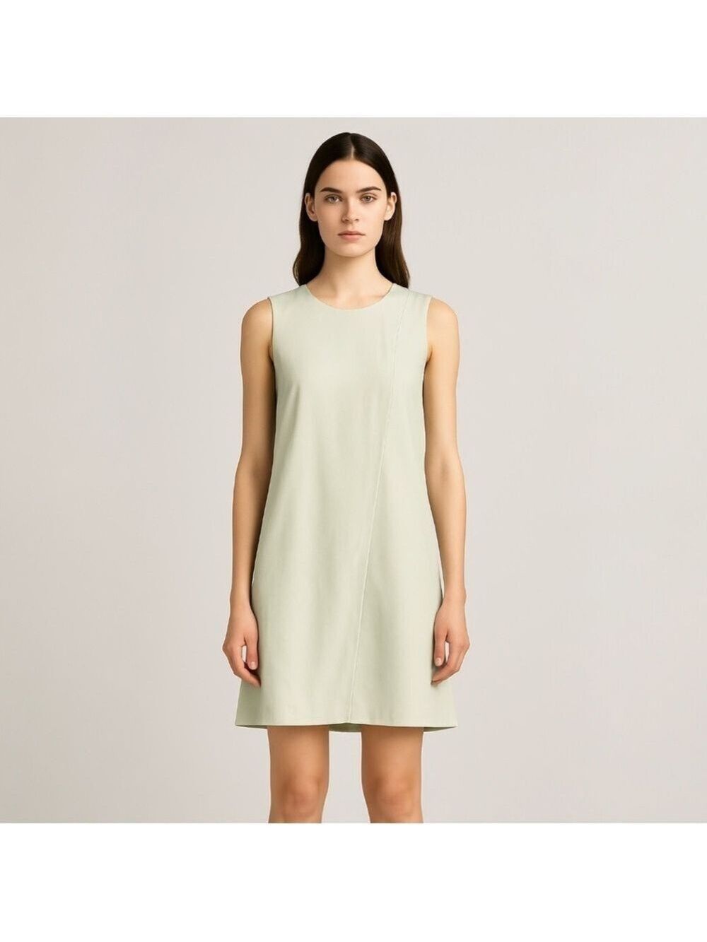 NWT Theyskens Theory Ash White Pale Sage Silk Shift Dress Size 8